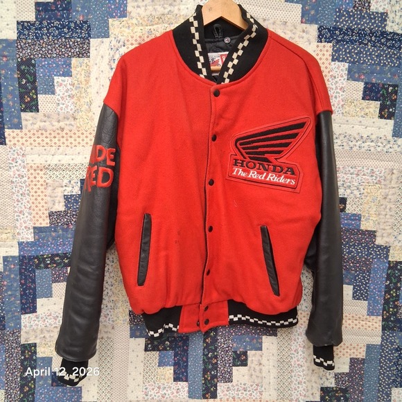 Vintage Honda Red Riders Varsity Jacket Size Large 42/44 Letterman 90s